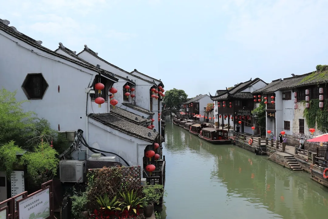 A boat on the water near Pingjiang Road in Suzhou.